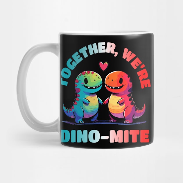 Together we are Dinomite Relationship Dino Love Design by DoodleDashDesigns